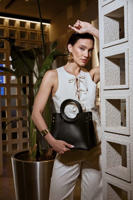 Lucky Bees 1229 Bolso Cruzado Mujer, Bolso de Cuero de Polivinilo, Elegante y Versátil, Color Negro, 28x13x22 cm